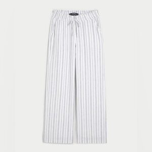 Hollister White and Blue Striped Wide Leg Pants